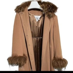Marvin Richards Vintage Wool Coat with Fur Trim